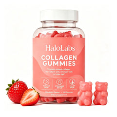 Halo Labs imagen frontal del frasco muestra presentación clara y beneficios