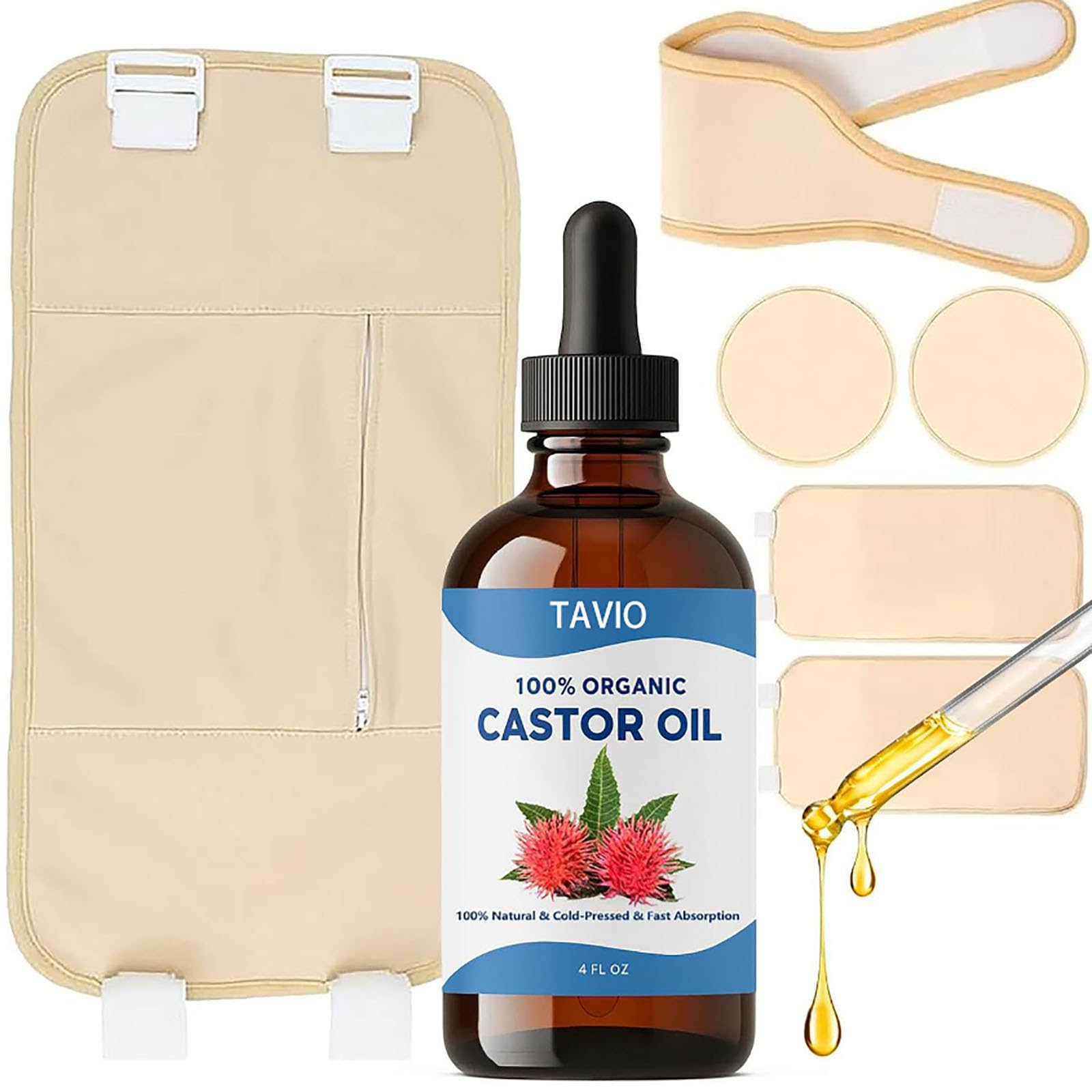 Halpilt Tavio envase frontal mostrando kit y beneficio de usar aceite orgánico