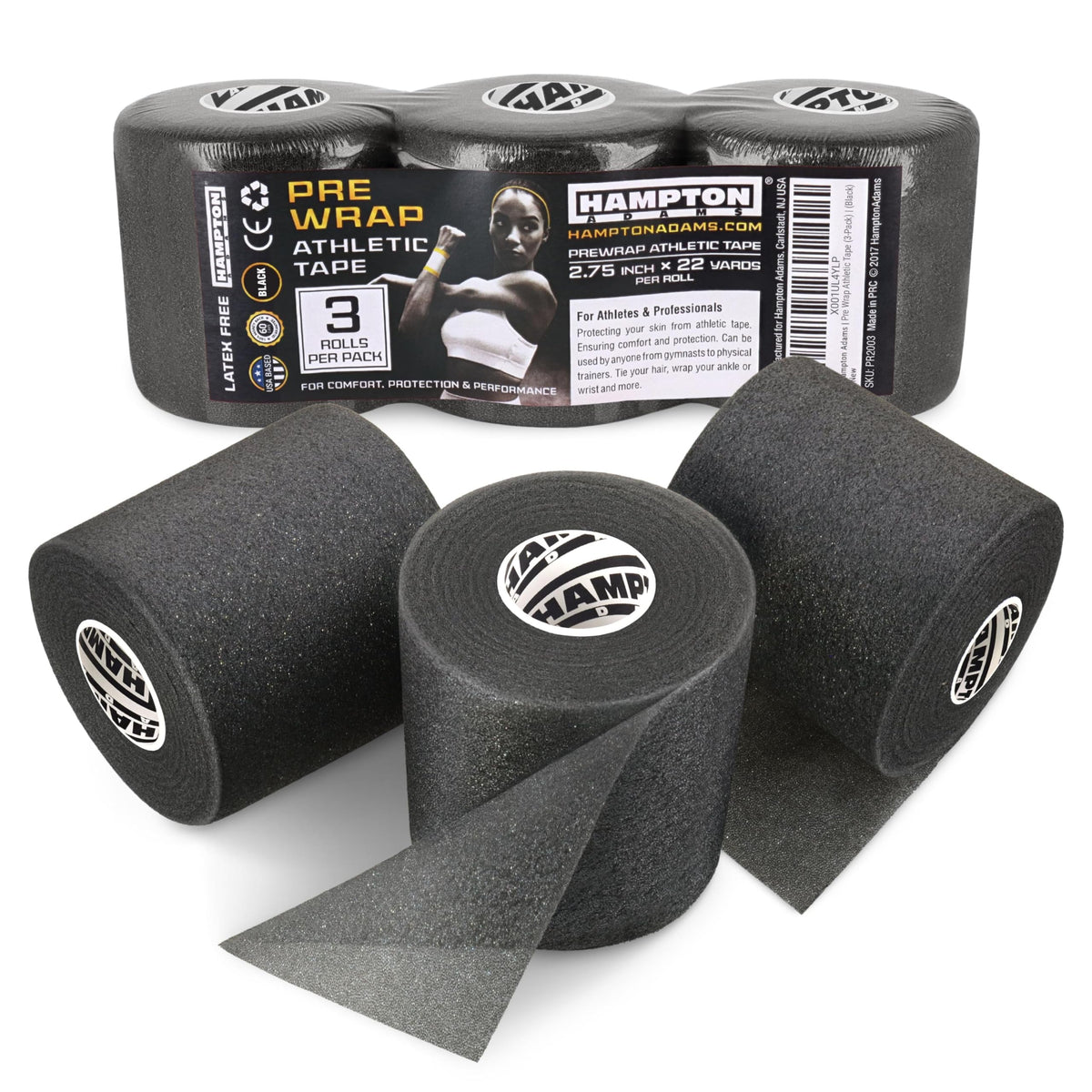 Hampton Adams prewrap frente del rollo mostrando ancho y color, protección cómoda