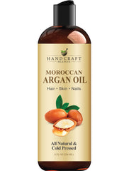 Handcraft Blends frasco frontal mostrando aceite argán puro y beneficio hidratación