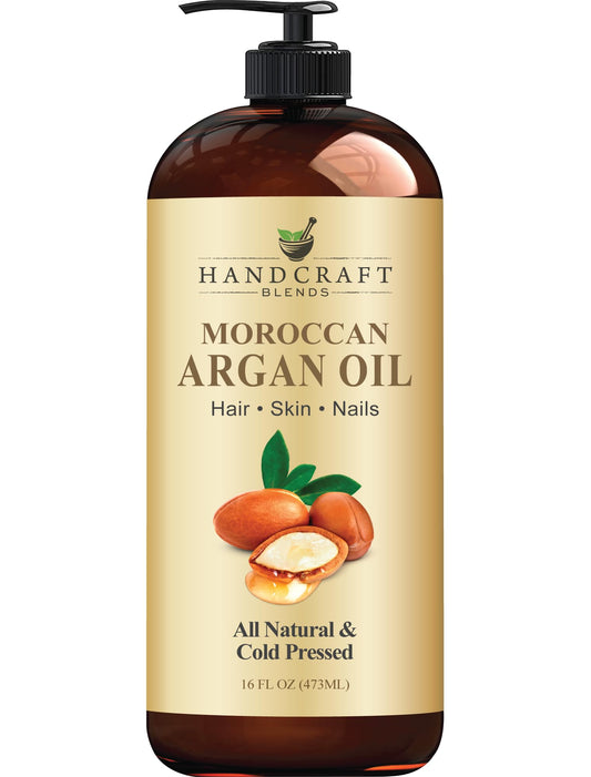 Handcraft Blends botella frontal de aceite de argán, presentación premium y cantidad