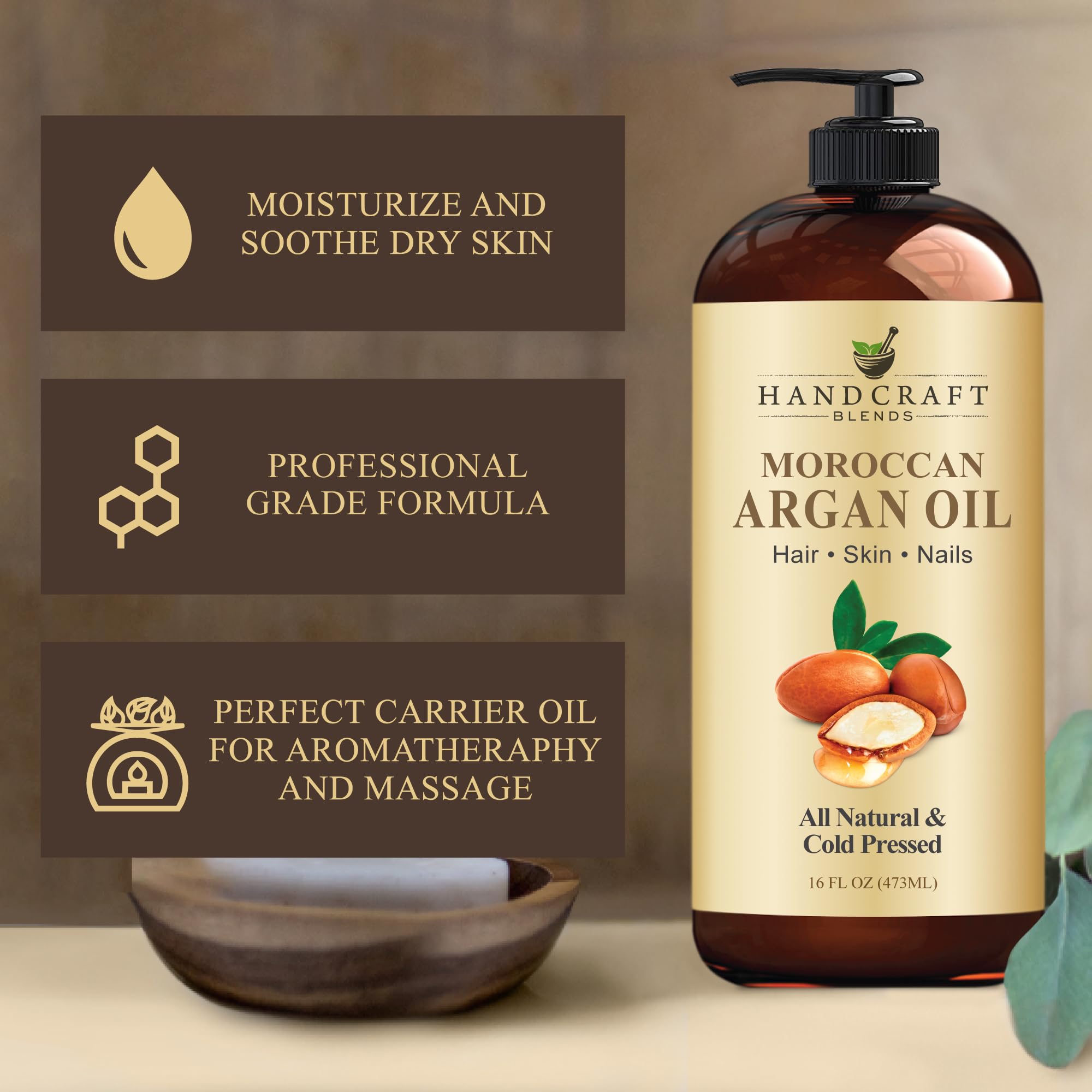 Handcraft Blends gotas de aceite mostrando textura ligera y absorción rápida