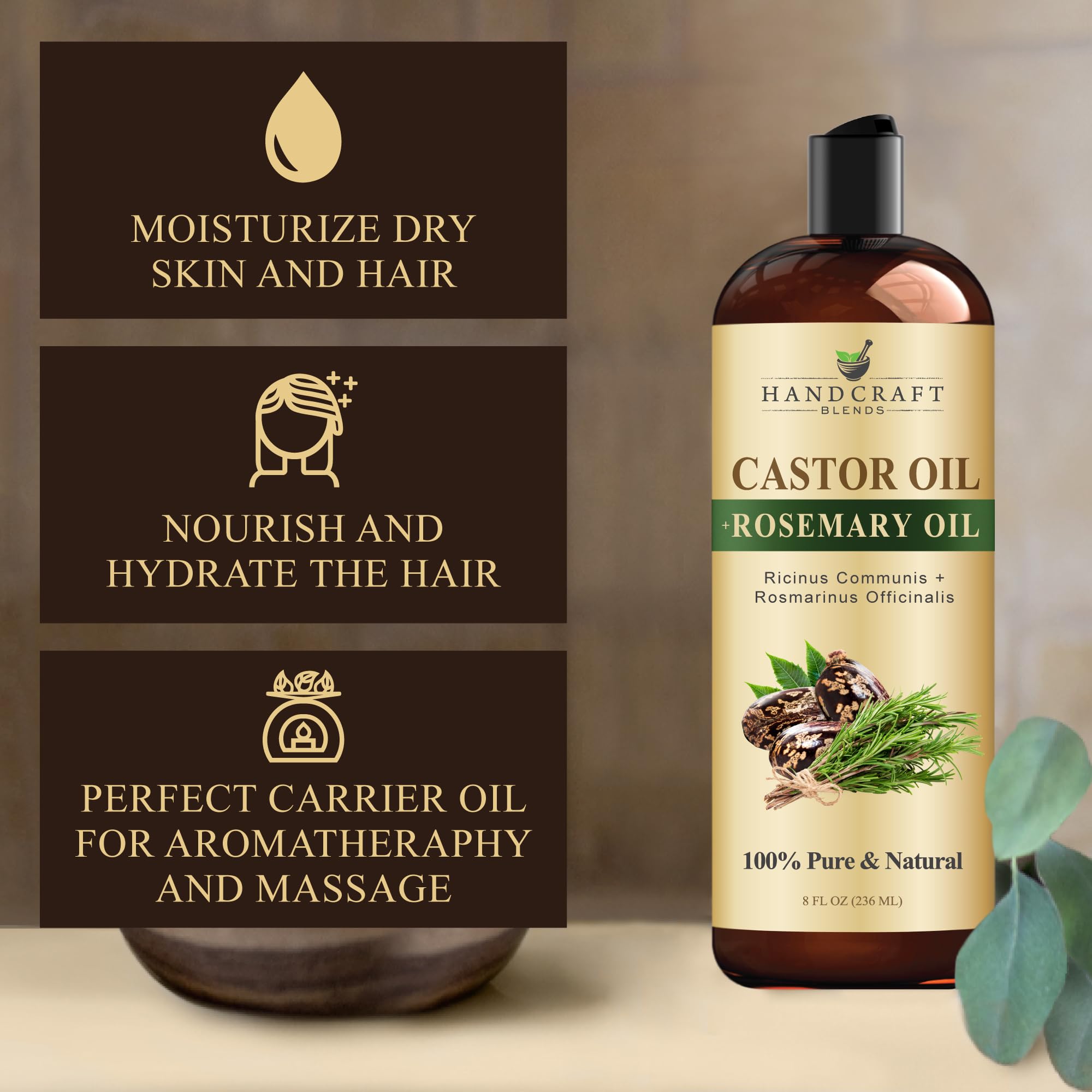 Handcraft Blends envase junto a regla para comparar tamaño y cantidad
