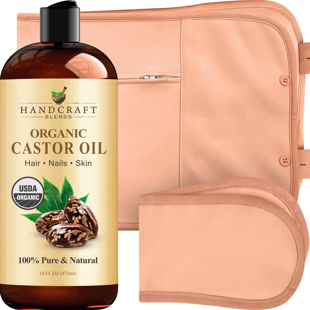 Handcraft Blends botella frontal de aceite de ricino 16 oz que muestra el envase y pureza