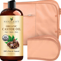 Handcraft Blends botella frontal de aceite de ricino 16 oz que muestra el envase y pureza