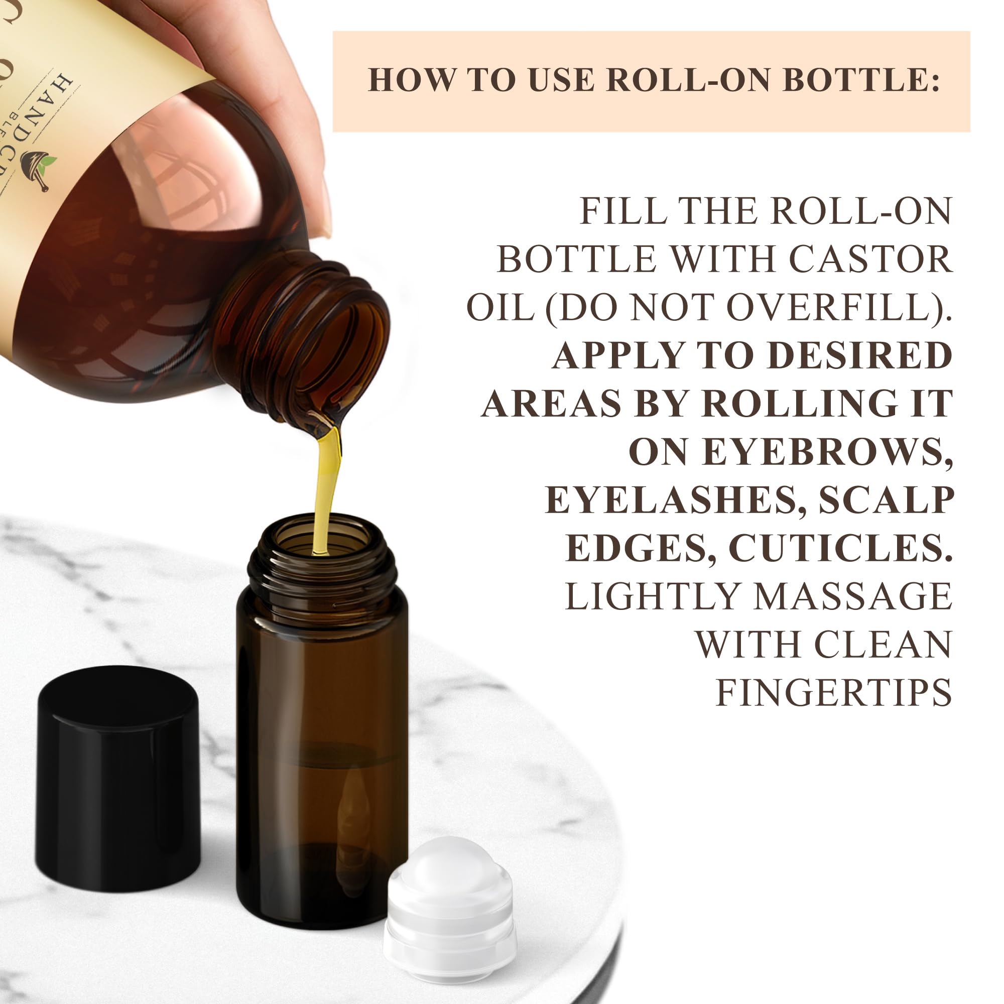 Handcraft Blends comparación de tamaño que muestra la botella de 16 fl oz