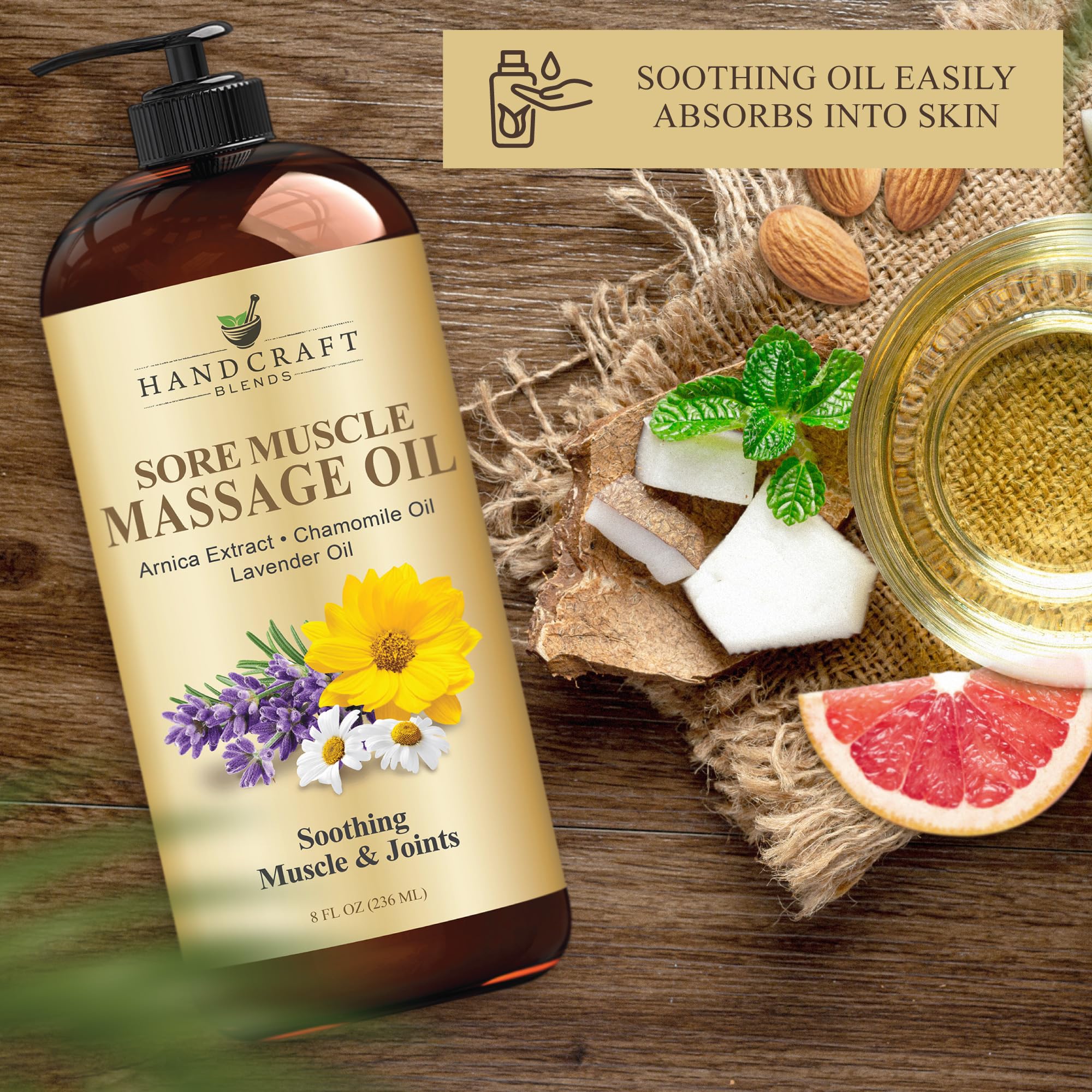 Handcraft Blends etiqueta legible con ingredientes y beneficios