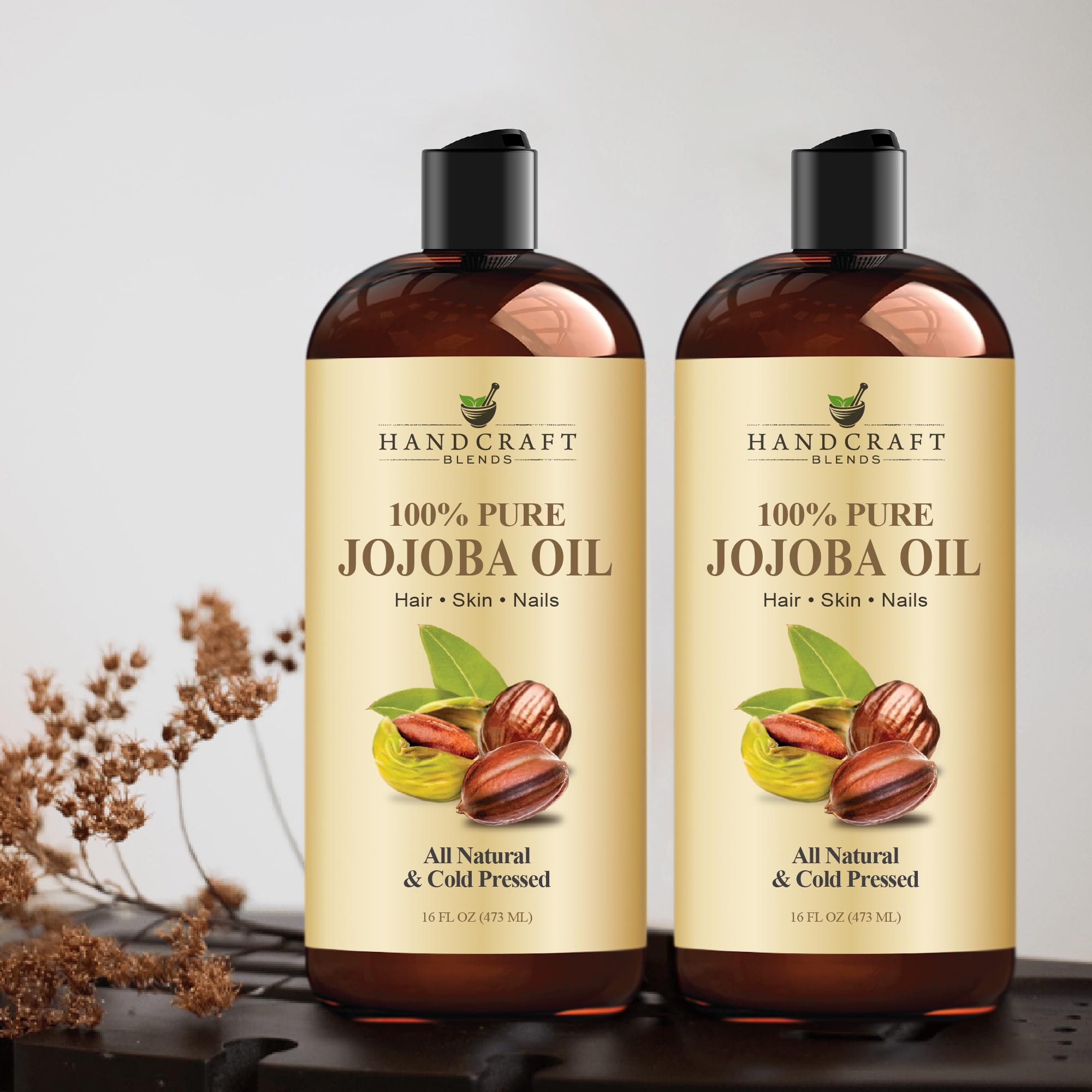 Handcraft Blends etiqueta legible con ingredientes y beneficios