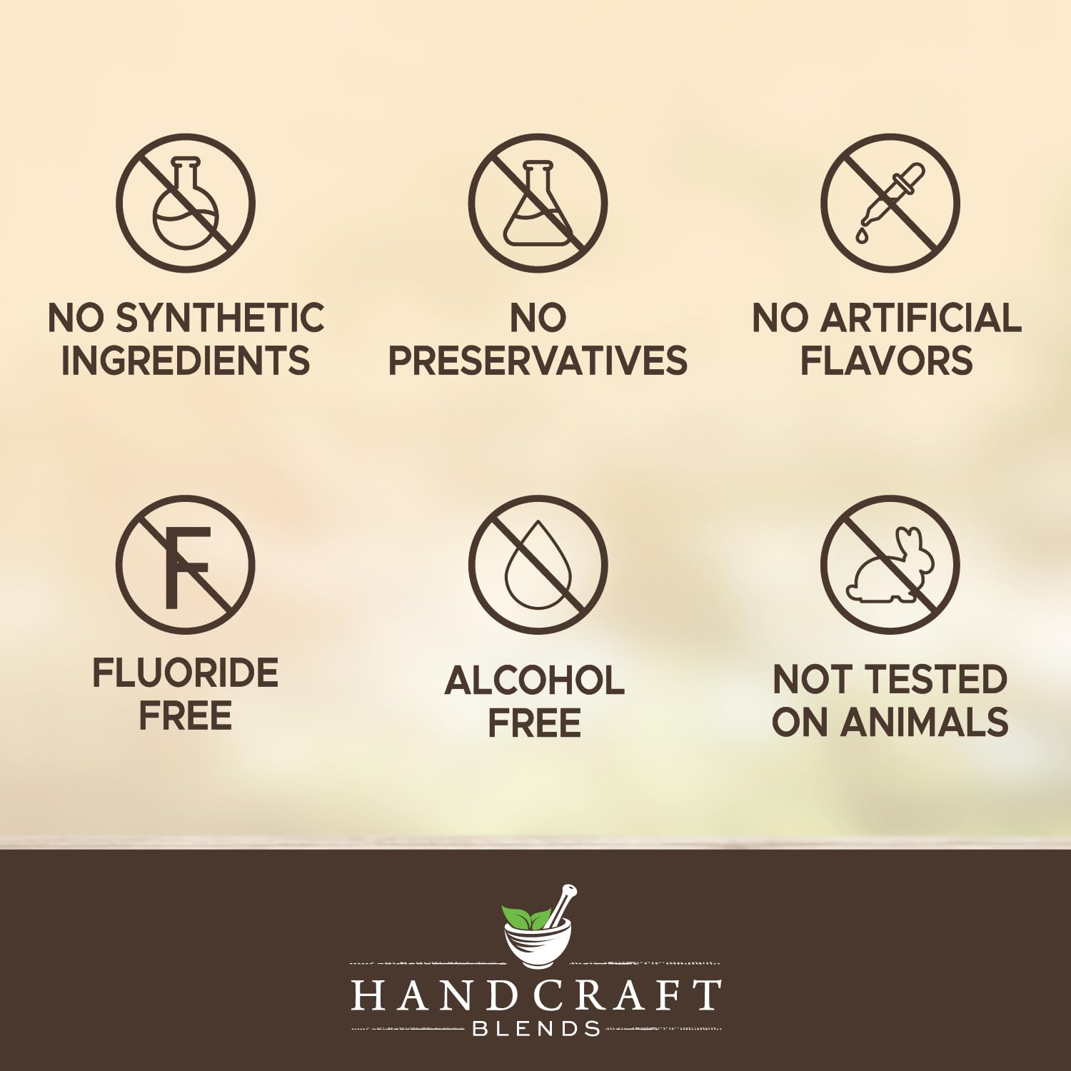 Handcraft Blends etiqueta con ingredientes orgánicos legibles, comunica transparencia