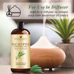 Primer plano del aceite Handcraft Blends eucalipto mostrando color y textura natural para mezclas
