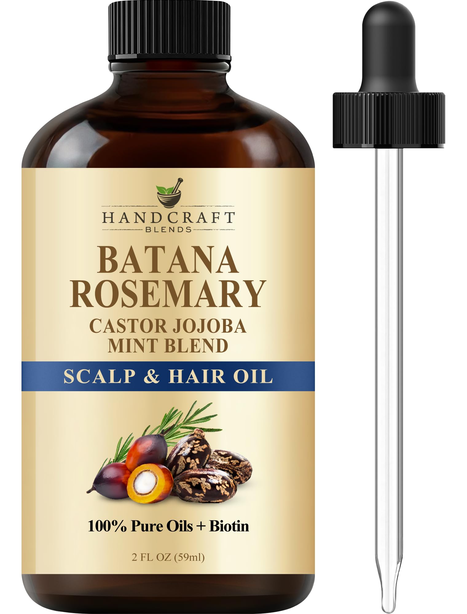 Handcraft Blends frasco frontal con aceite Batana y romero, nutre y repara