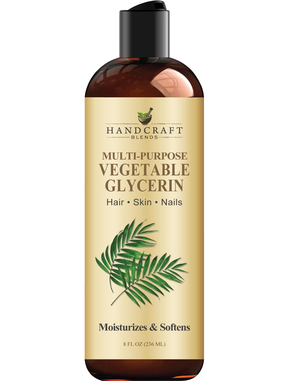 Handcraft Blends glicerina vegetal envase frontal mostrando producto y uso hidratante