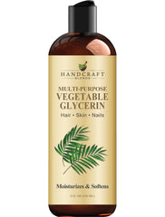 Handcraft Blends glicerina vegetal envase frontal mostrando producto y uso hidratante