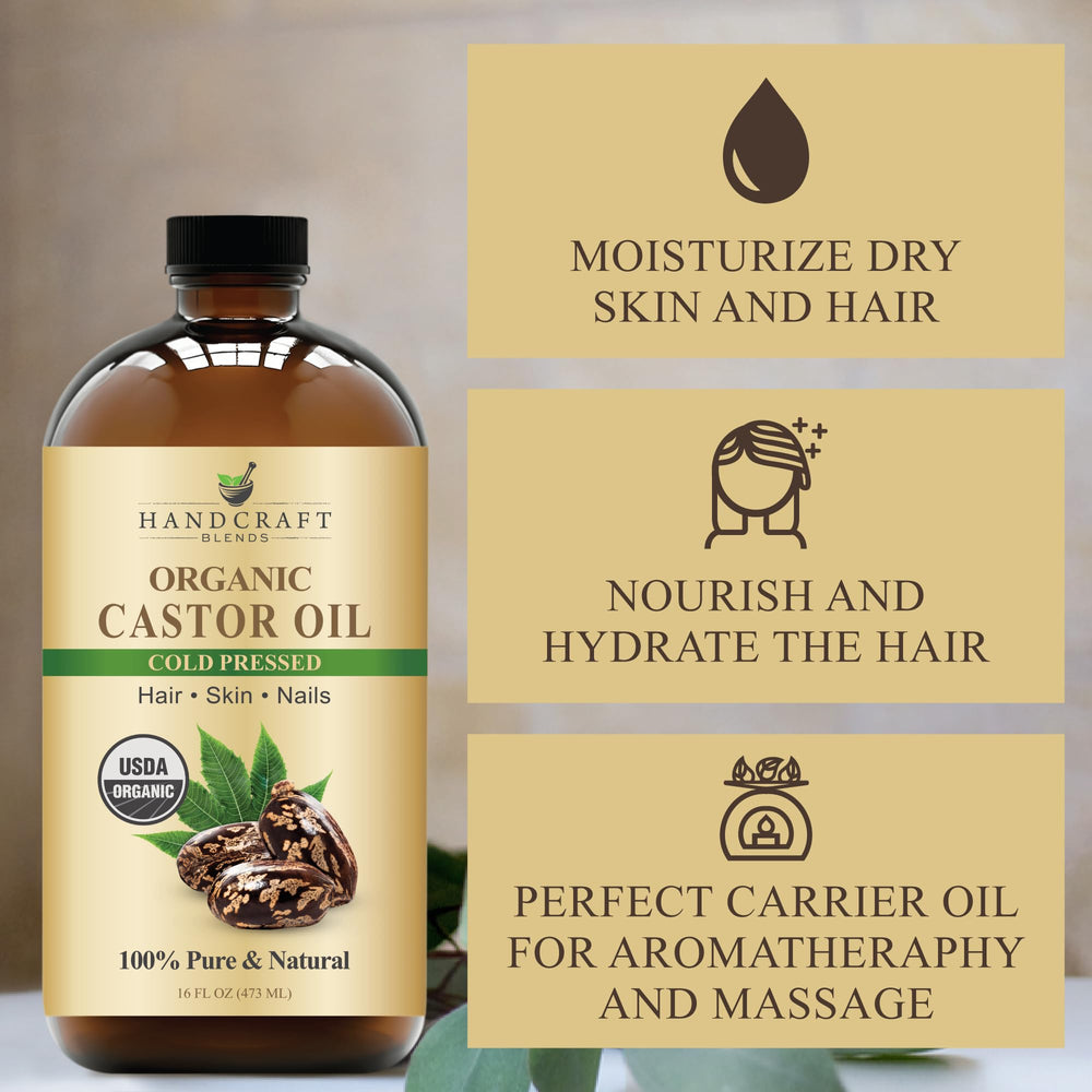 Handcraft Blends textura del aceite de ricino mostrando aspecto denso y nutritivo
