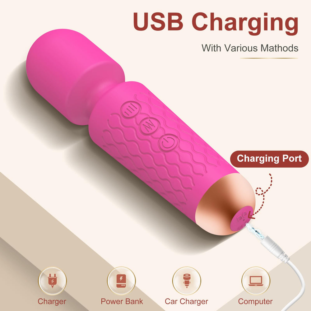 Handheld Massager en mano en uso, masaje localizado para alivio rápido
