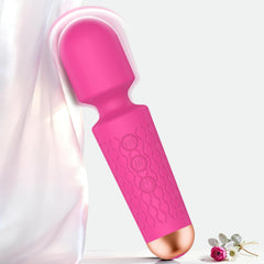Handheld Massager vista frontal rosa, diseño ergonómico y comodidad portátil