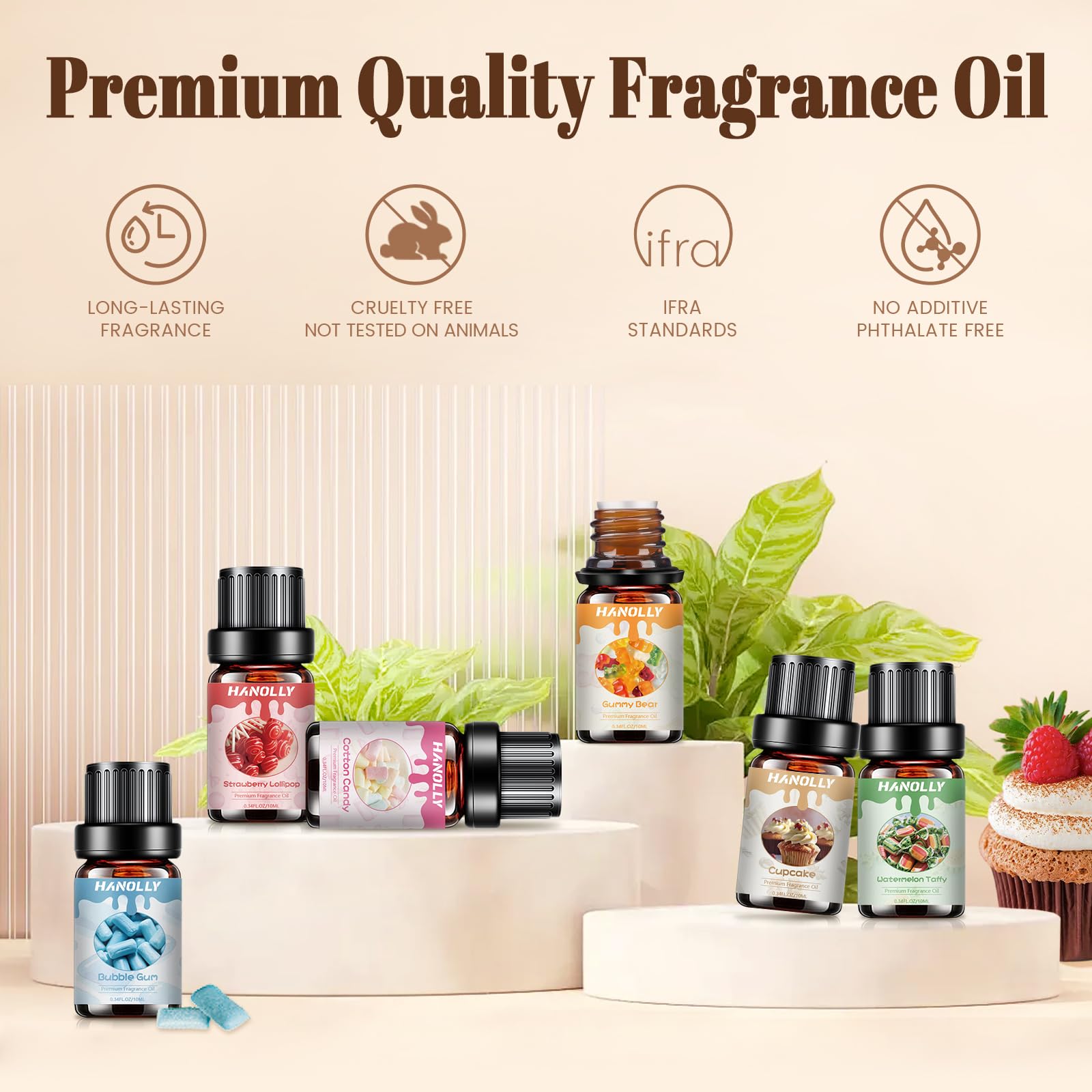 Hanolly etiqueta del frasco mostrando ingredientes y normas IFRA