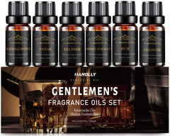 Hanolly vista frontal del empaque regalo con seis aceites para aromaterapia