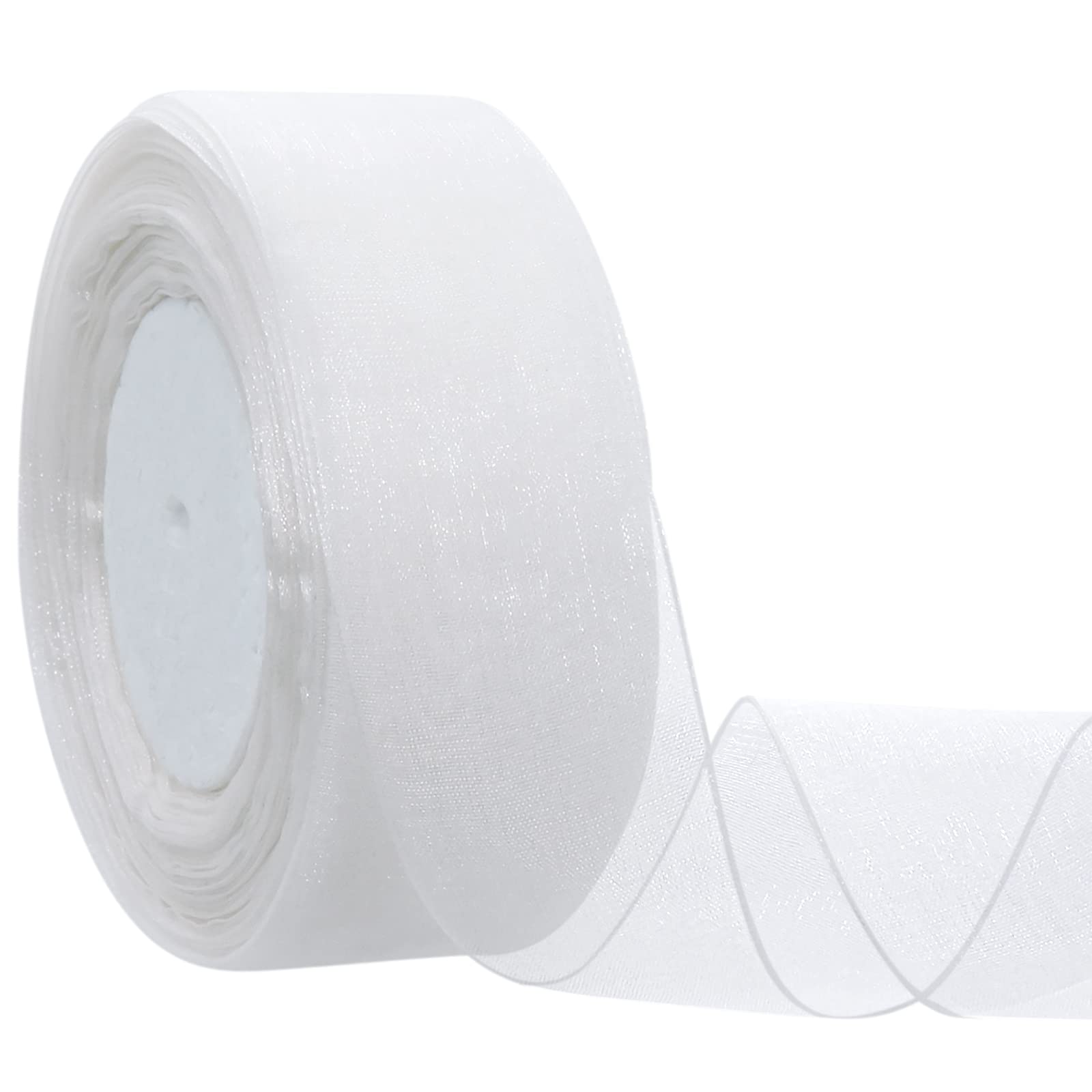 Hapeper rollo frontal de cinta organza blanca con acabado elegante