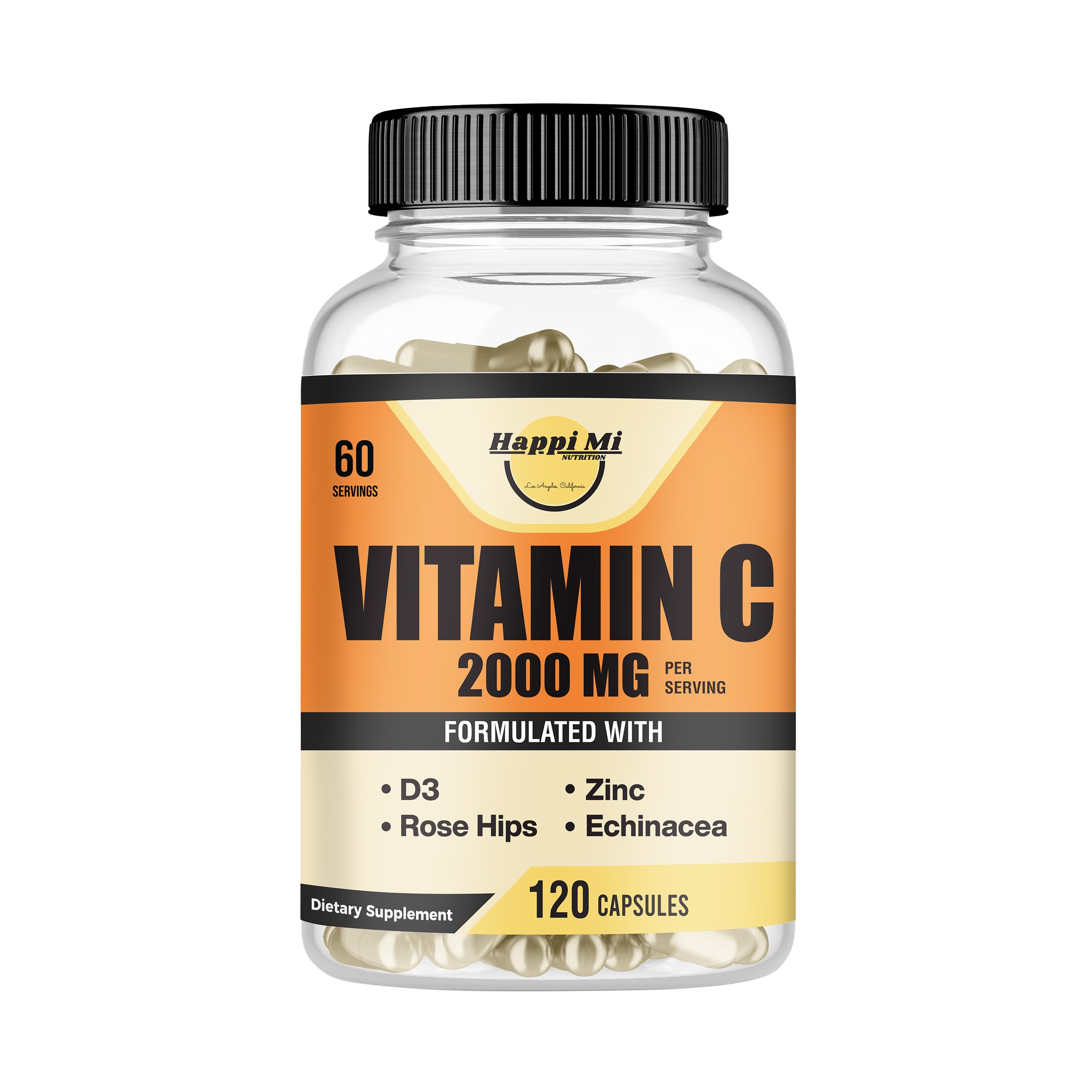 Happi Mi Nutrition frente del envase mostrando botella y marca, claridad informativa