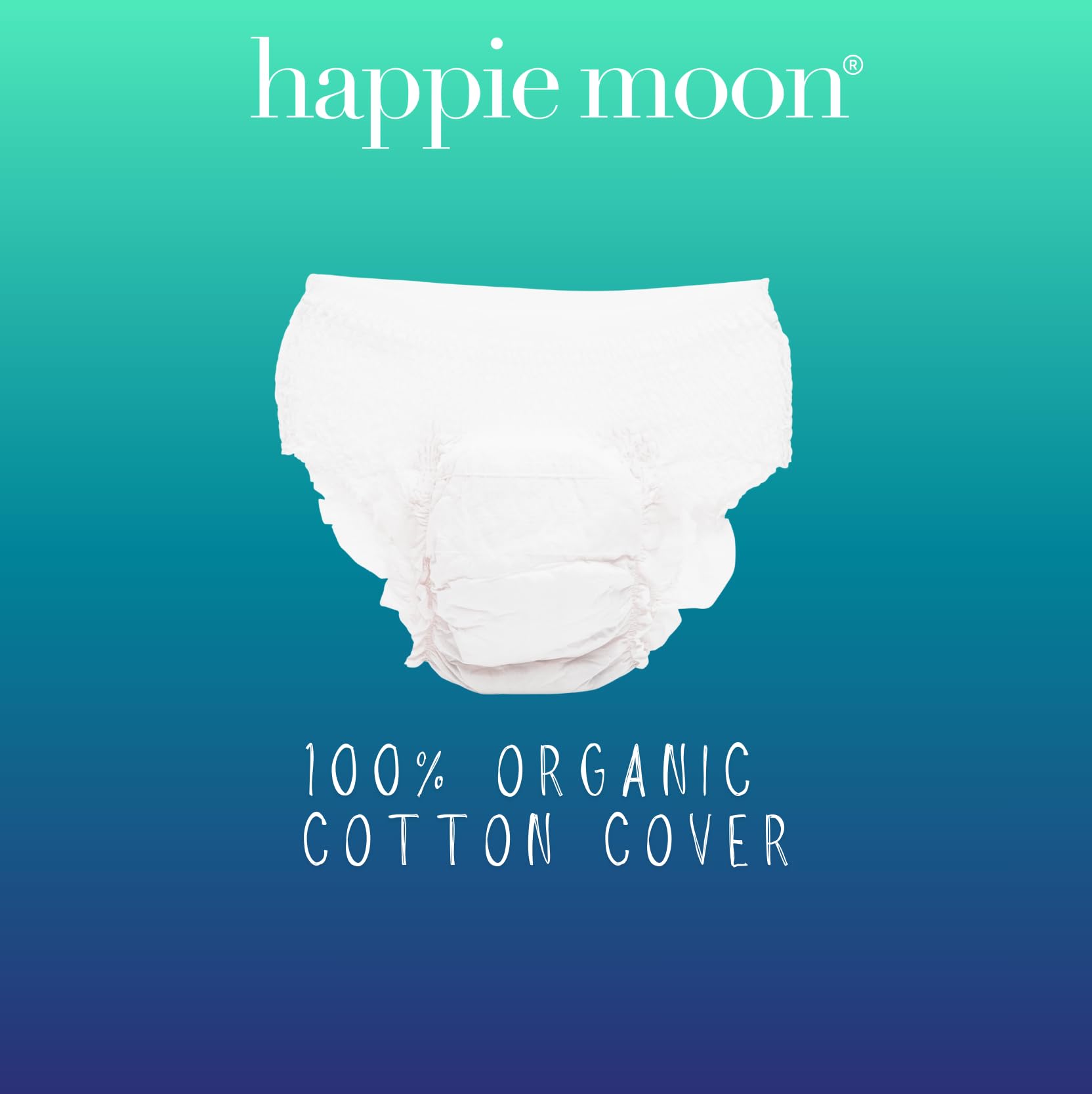 Happie Moon comparación de tamaño mostrando ajuste juvenil y cobertura extendida