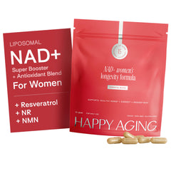 Happy Aging frontal del paquete mostrando diseño y tamaño práctico