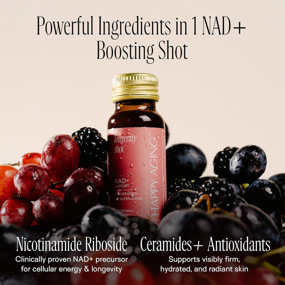 Happy Aging detalle liposomal en primer plano destacando protección de ingredientes