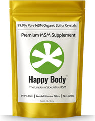HAPPY BODY frente del empaque mostrando la bolsa y beneficio de pureza