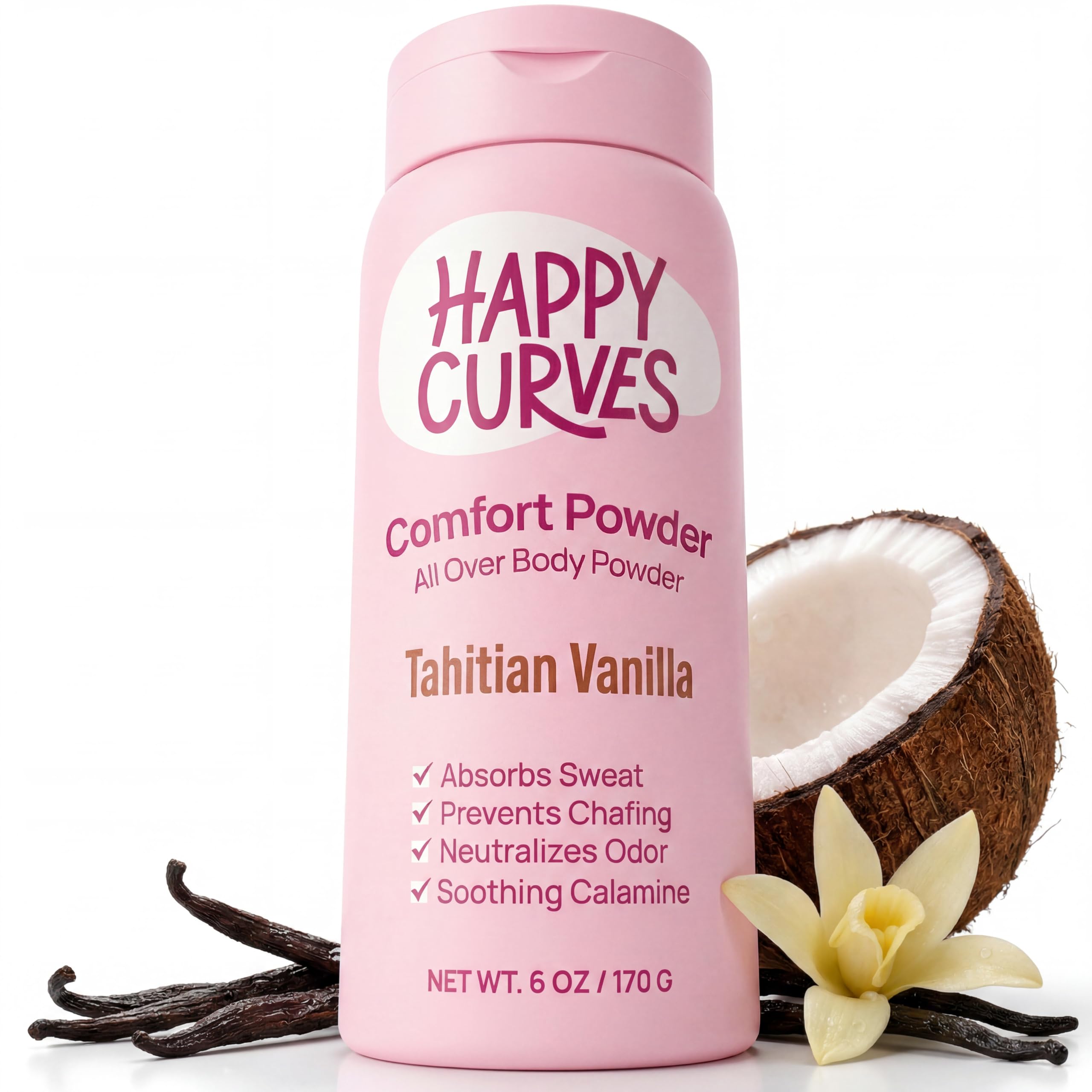 Envase HAPPY CURVES frente mostrando diseño y beneficio de control de humedad