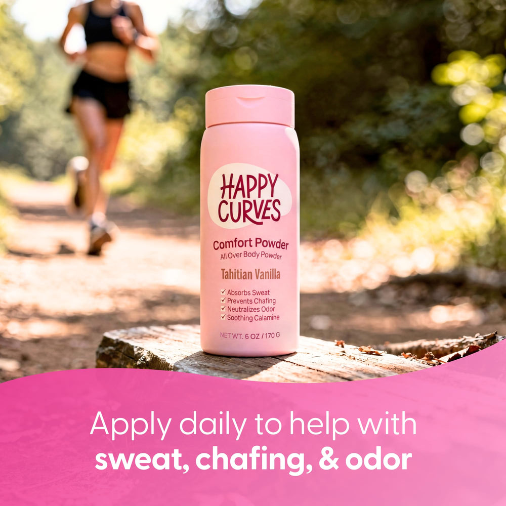 Polvo HAPPY CURVES textura fina que absorbe sudor con acabado mate