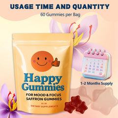 Happy Gummies tamaño comparado con una moneda, referencia clara de porción y facilidad