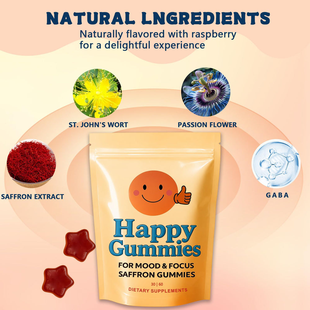 Happy Gummies gomitas en mano listas para tomar, conveniencia diaria y sabor frambuesa