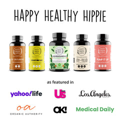 Happy Healthy Hippie etiqueta con ingredientes orgánicos para mayor transparencia