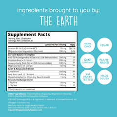 Happy Healthy Hippie etiqueta con lista de ingredientes y dosis completas para transparencia