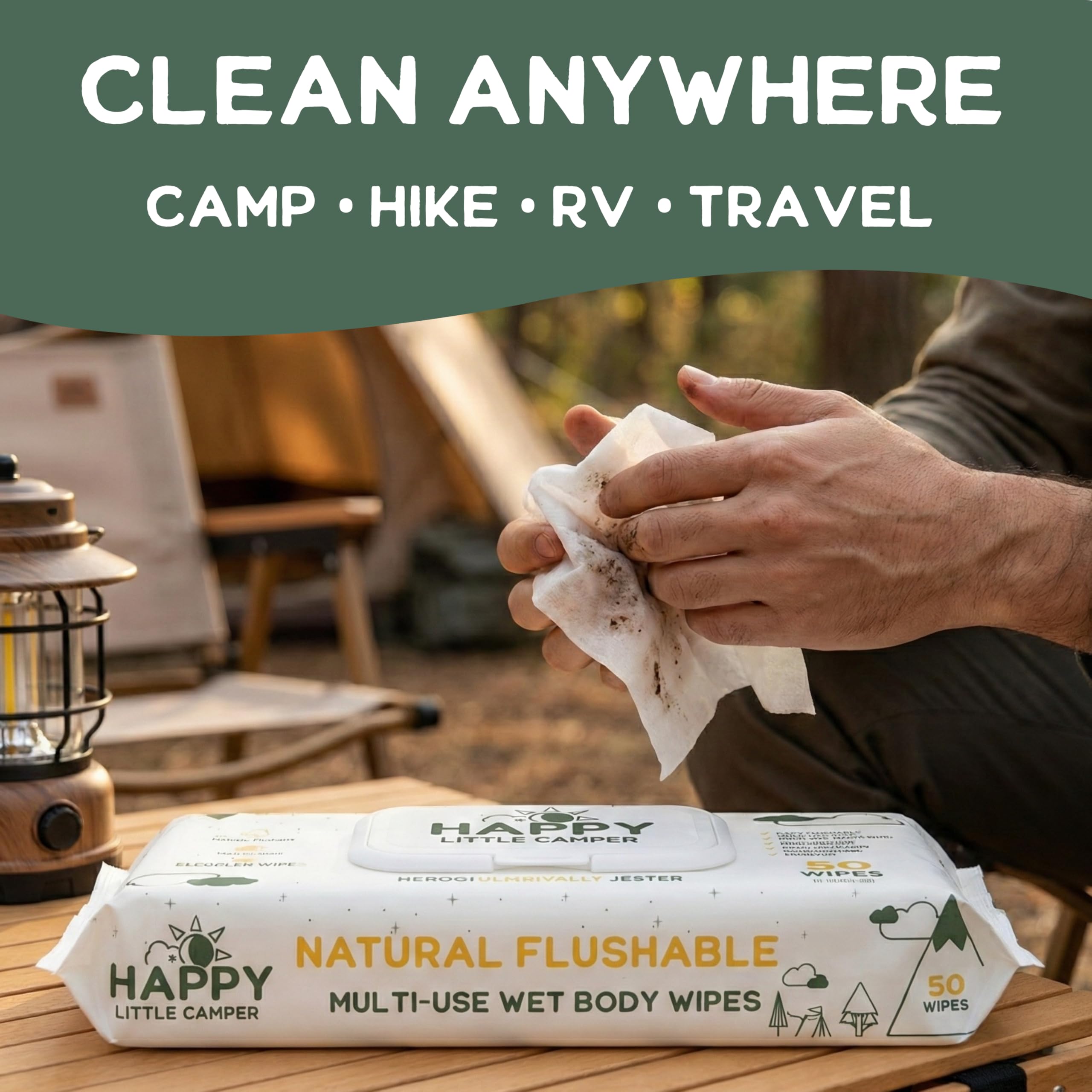 Happy Little Camper textura de la toallita, resistente y suave al tacto