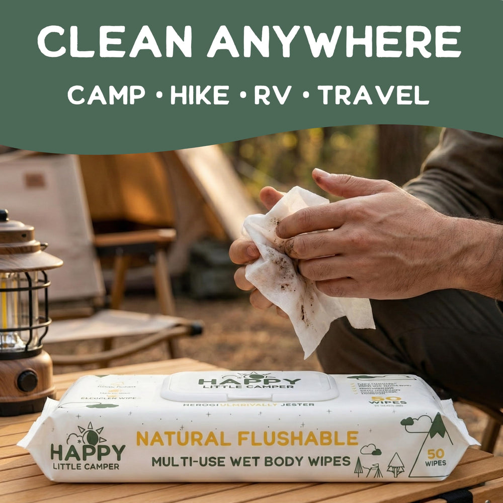 Happy Little Camper textura de la toallita, resistente y suave al tacto