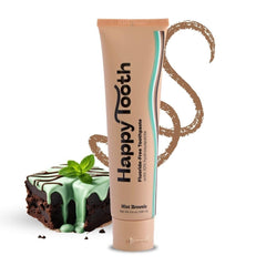 Happy Tooth frente del envase Mint Brownie muestra concentración y beneficio remineralizante