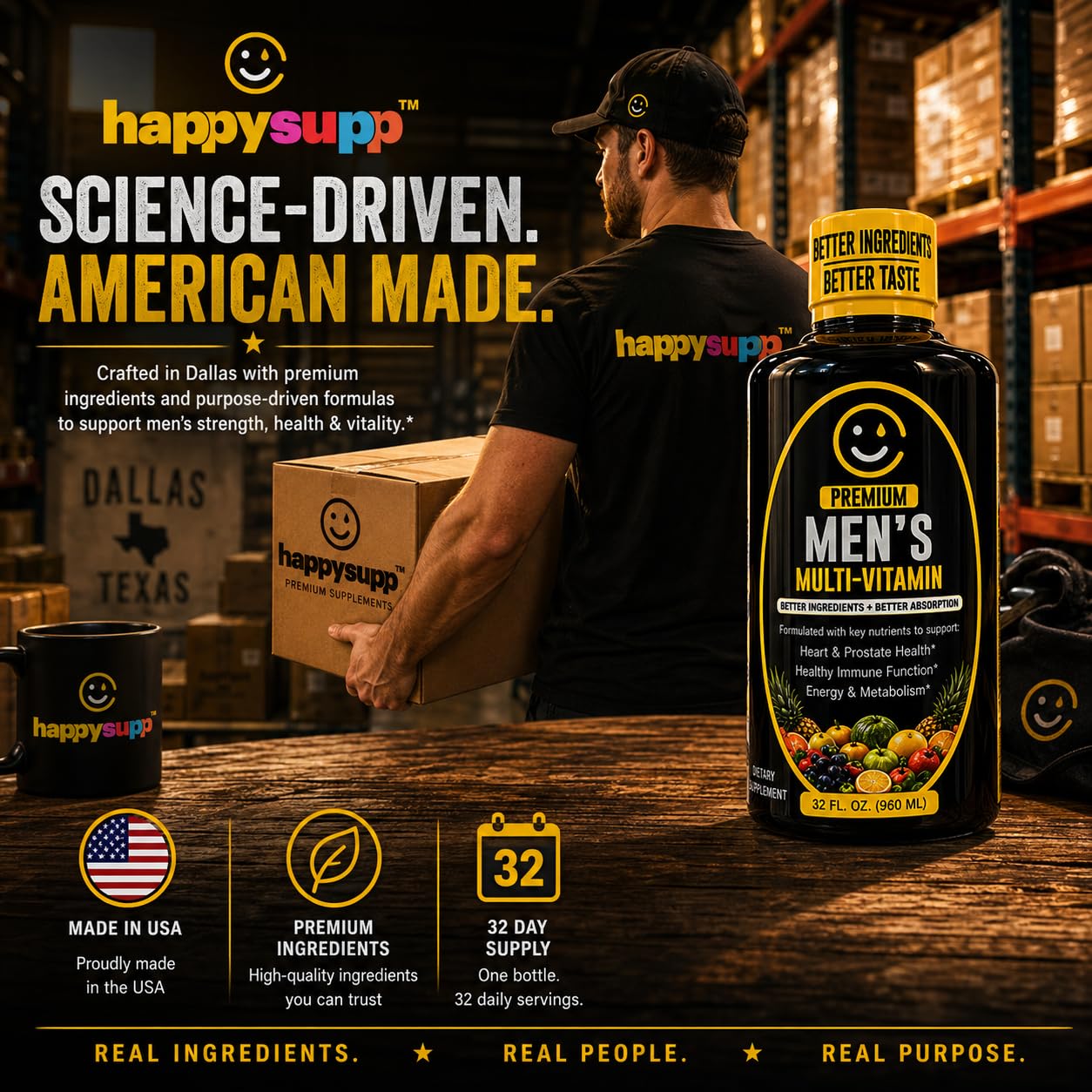 HappySupp etiqueta con ingredientes y beneficios visibles para decisiones informadas