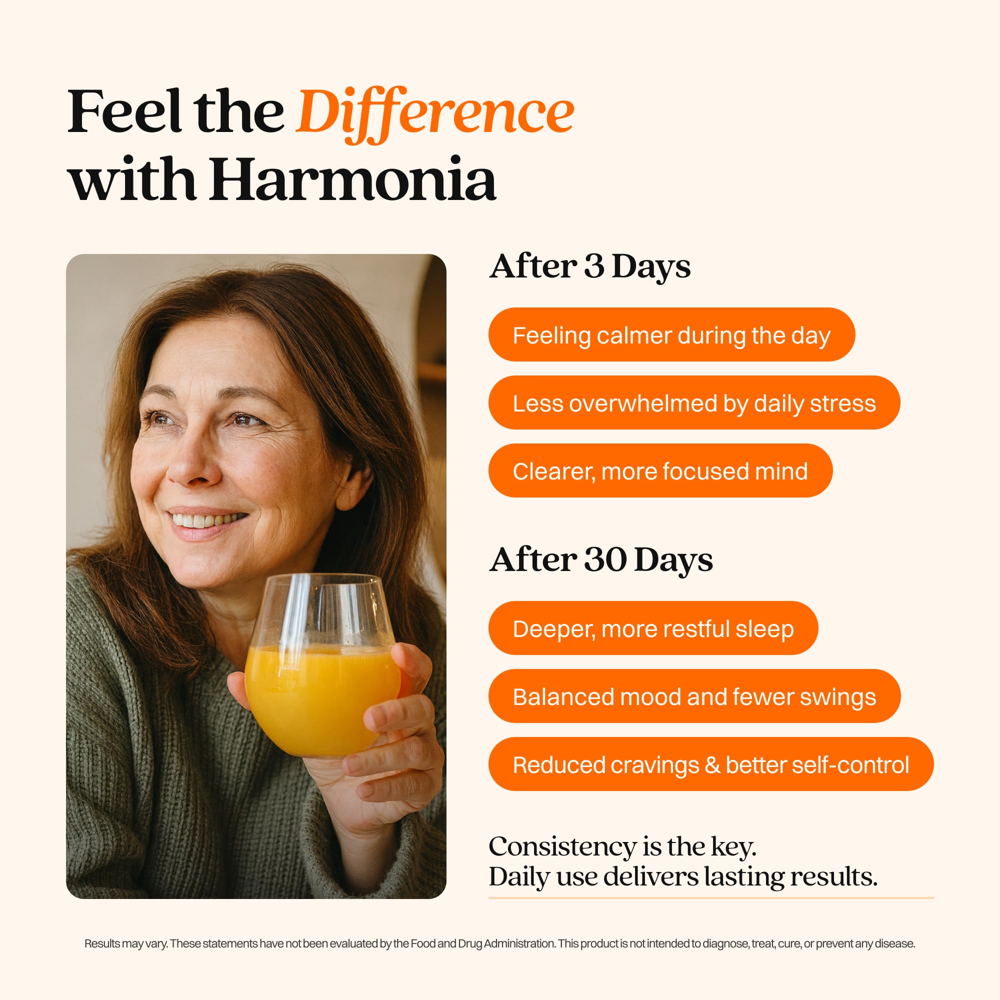 HARMONÍA ingredientes clave como ashwagandha y magnesio en primer plano