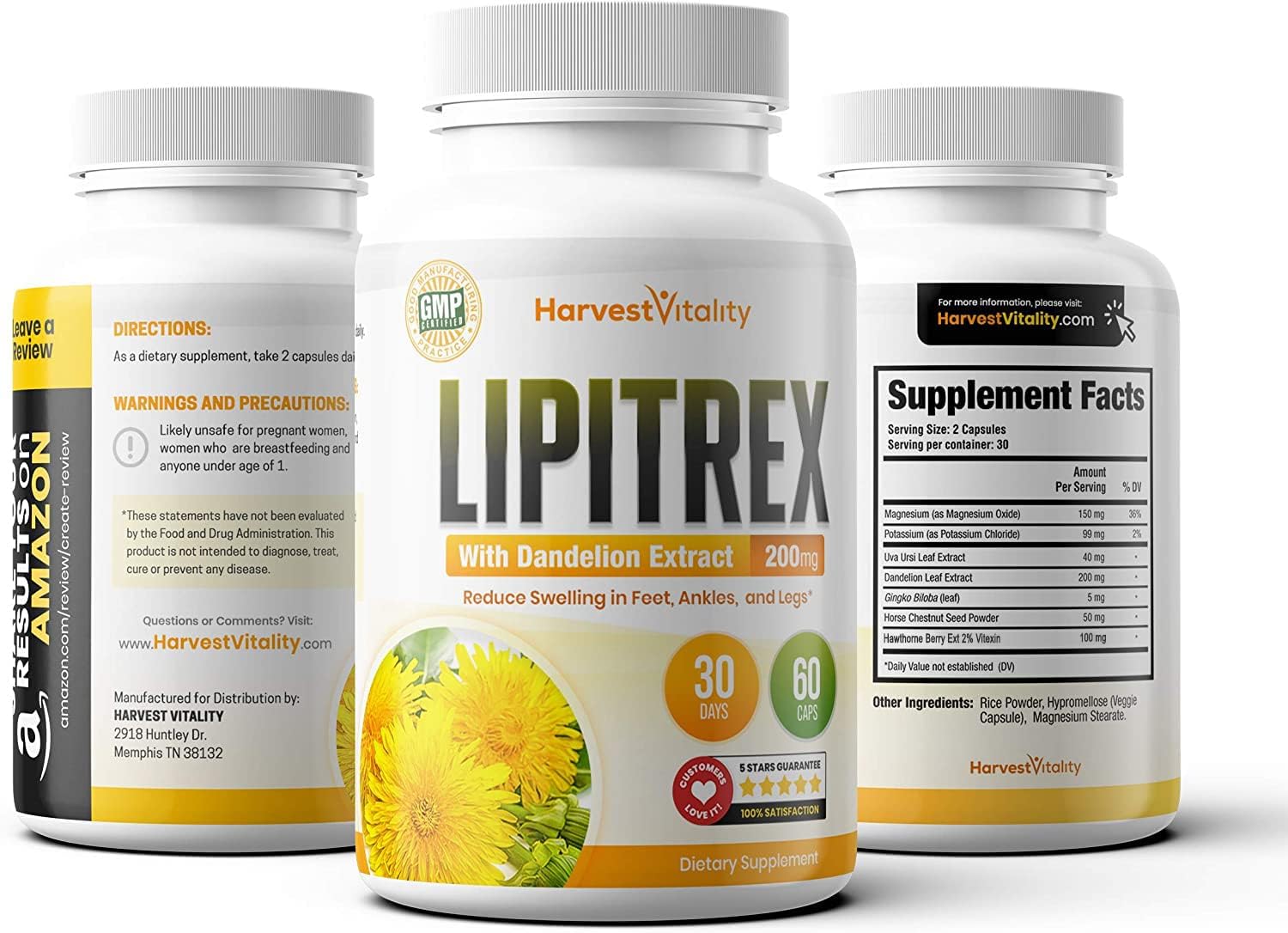 Harvest Vitality Lipitrex uso real persona elevando piernas para alivio