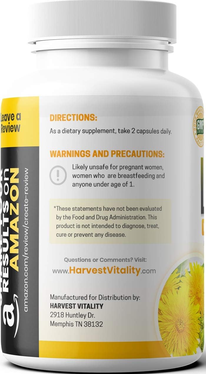 Harvest Vitality Lipitrex diente de león y botánicos que apoyan equilibrio hídrico
