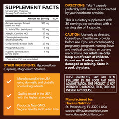 HAVASU NUTRITION caja abierta y cápsulas en mano para control de dosis