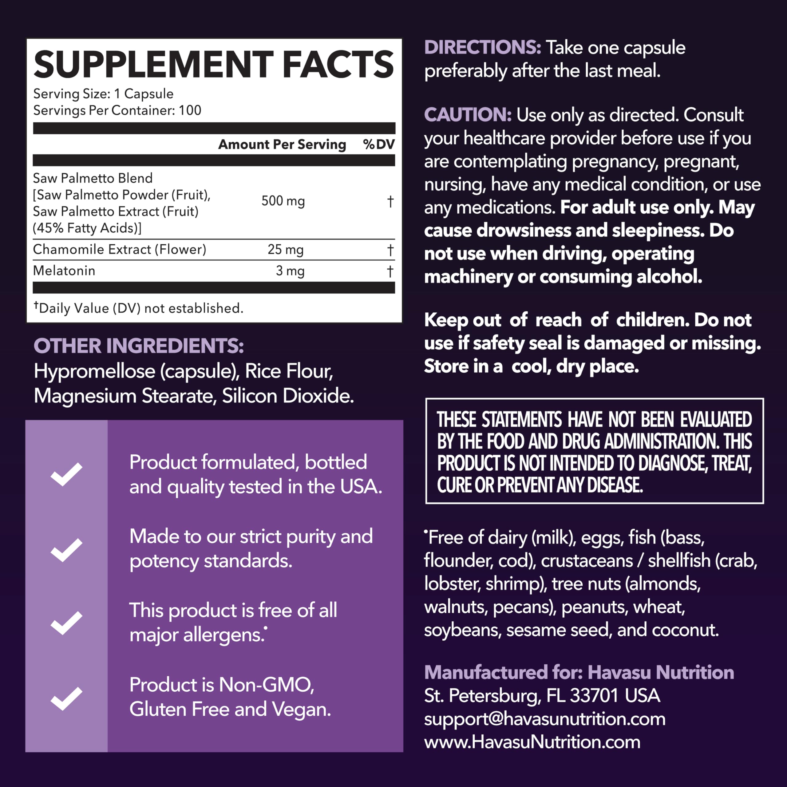 HAVASU NUTRITION cápsula en mano, tamaño práctico y fácil de tragar
