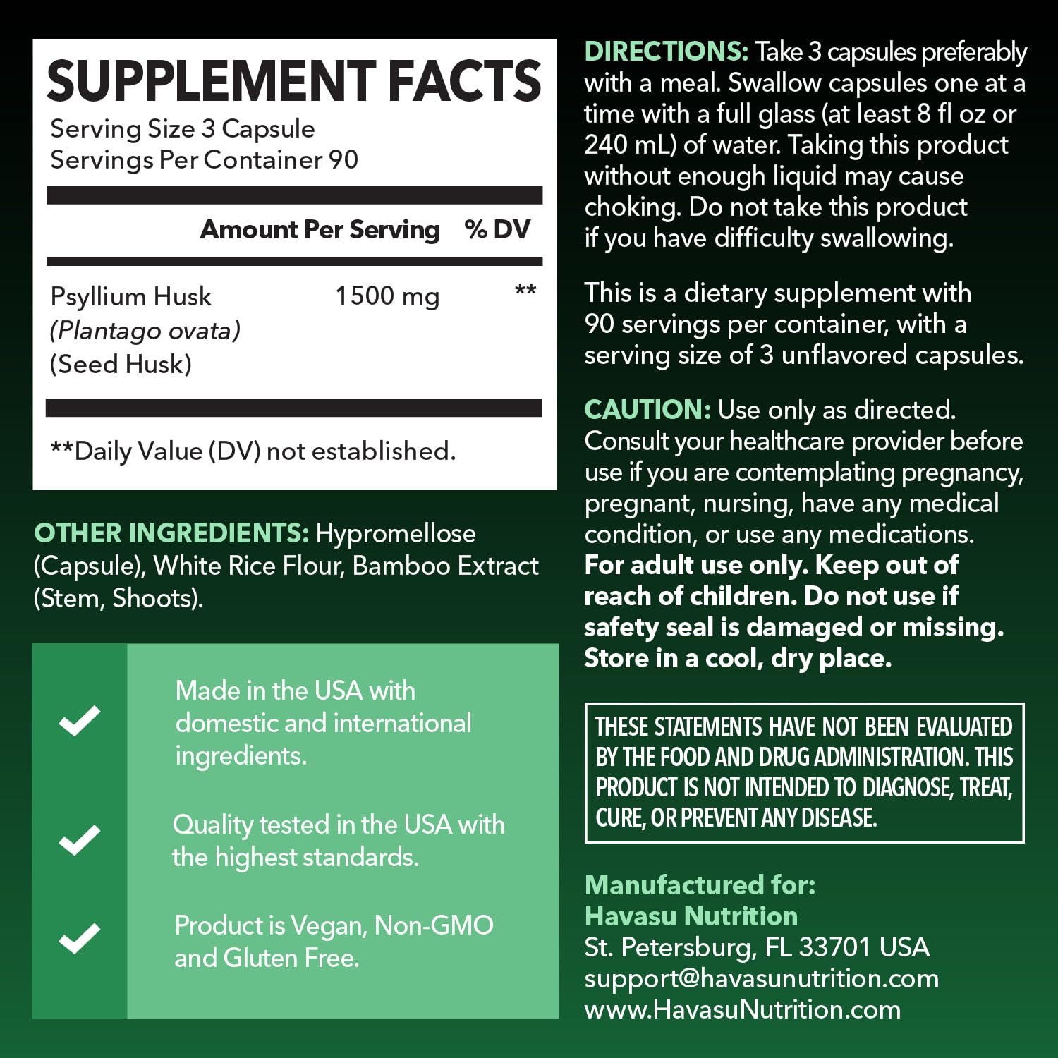 HAVASU NUTRITION cápsulas dosificadas en mano para toma fácil y práctica