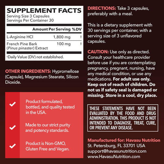 HAVASU NUTRITION cápsulas en la palma indicando conveniencia vegana