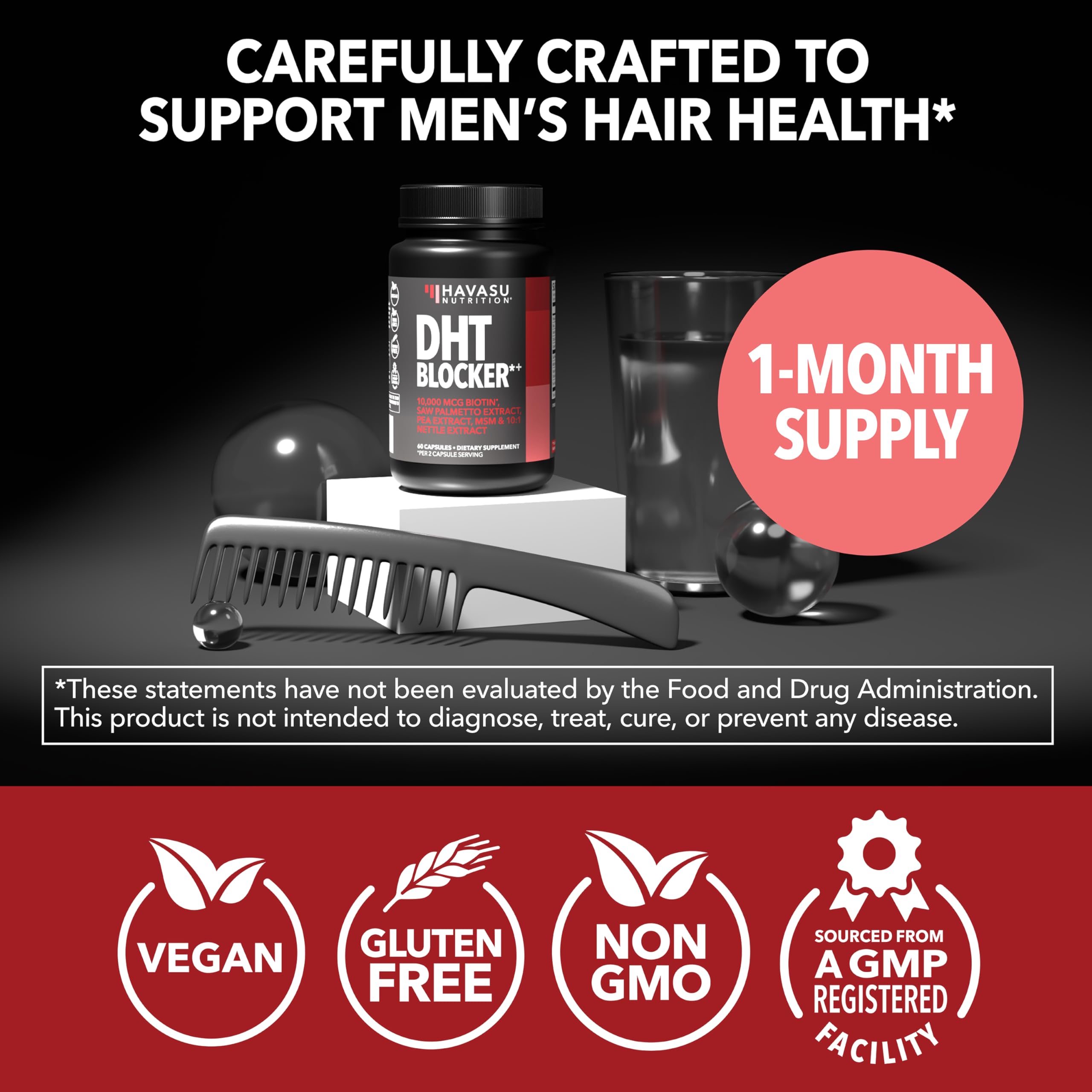HAVASU NUTRITION gráfico comparativo destacando biotina 10000mcg por servicio