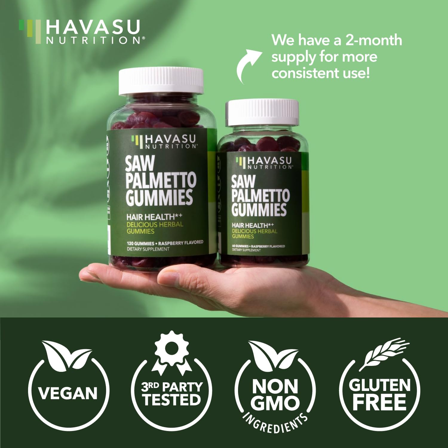 HAVASU NUTRITION gomita junto a una moneda para comparar tamaño real