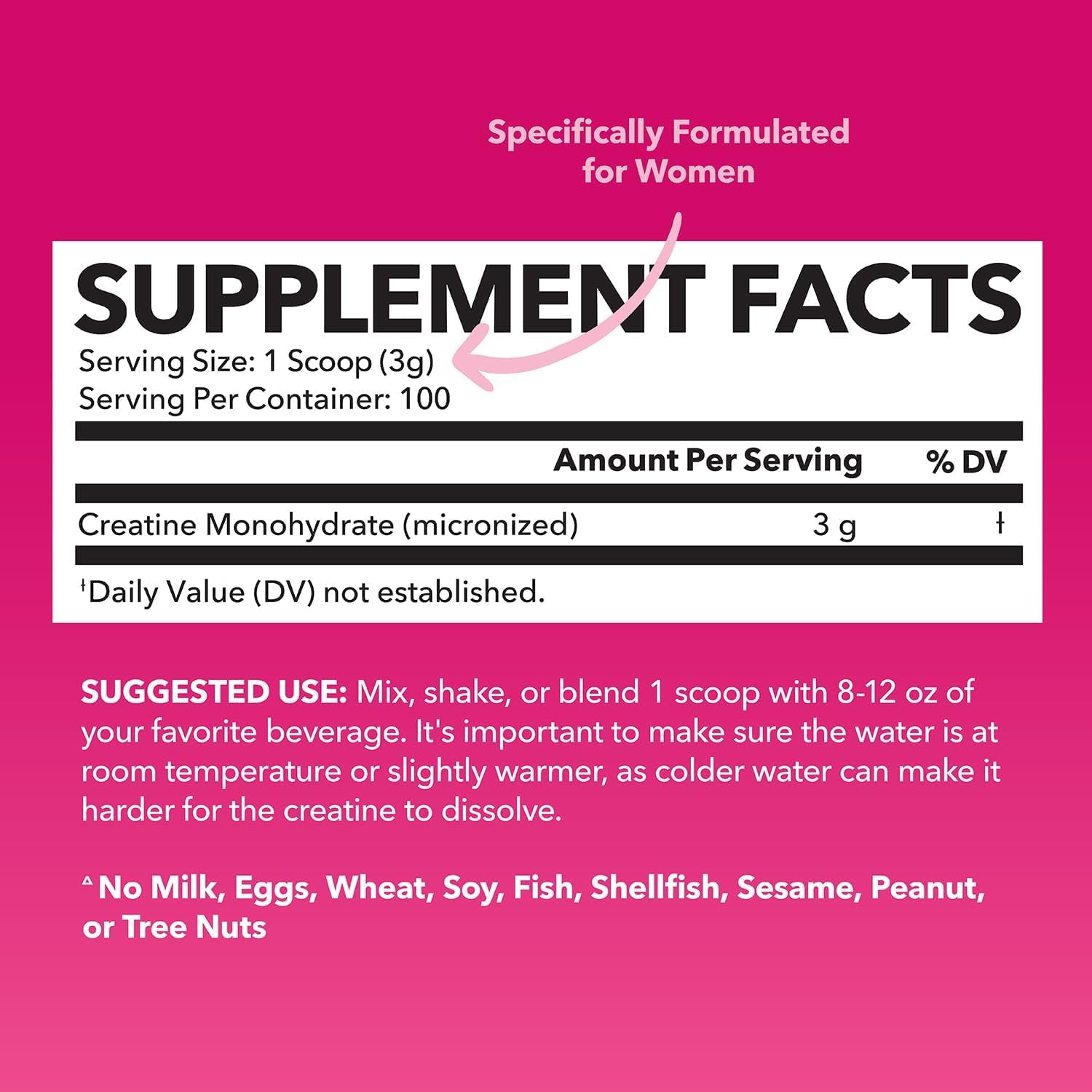 HAVASU NUTRITION Creatine for Women bottle display showing 100 servings.