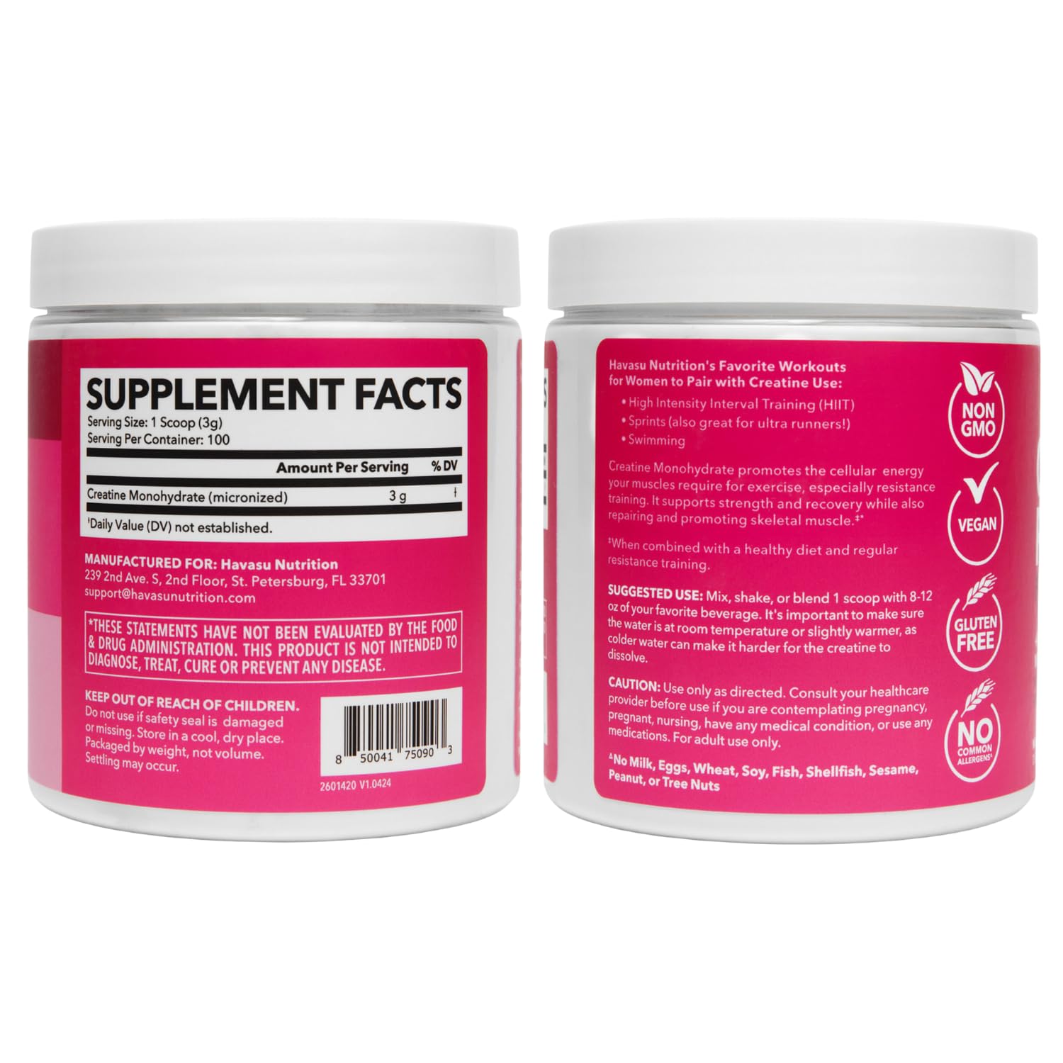HAVASU NUTRITION Creatine for Women post-workout recovery support.