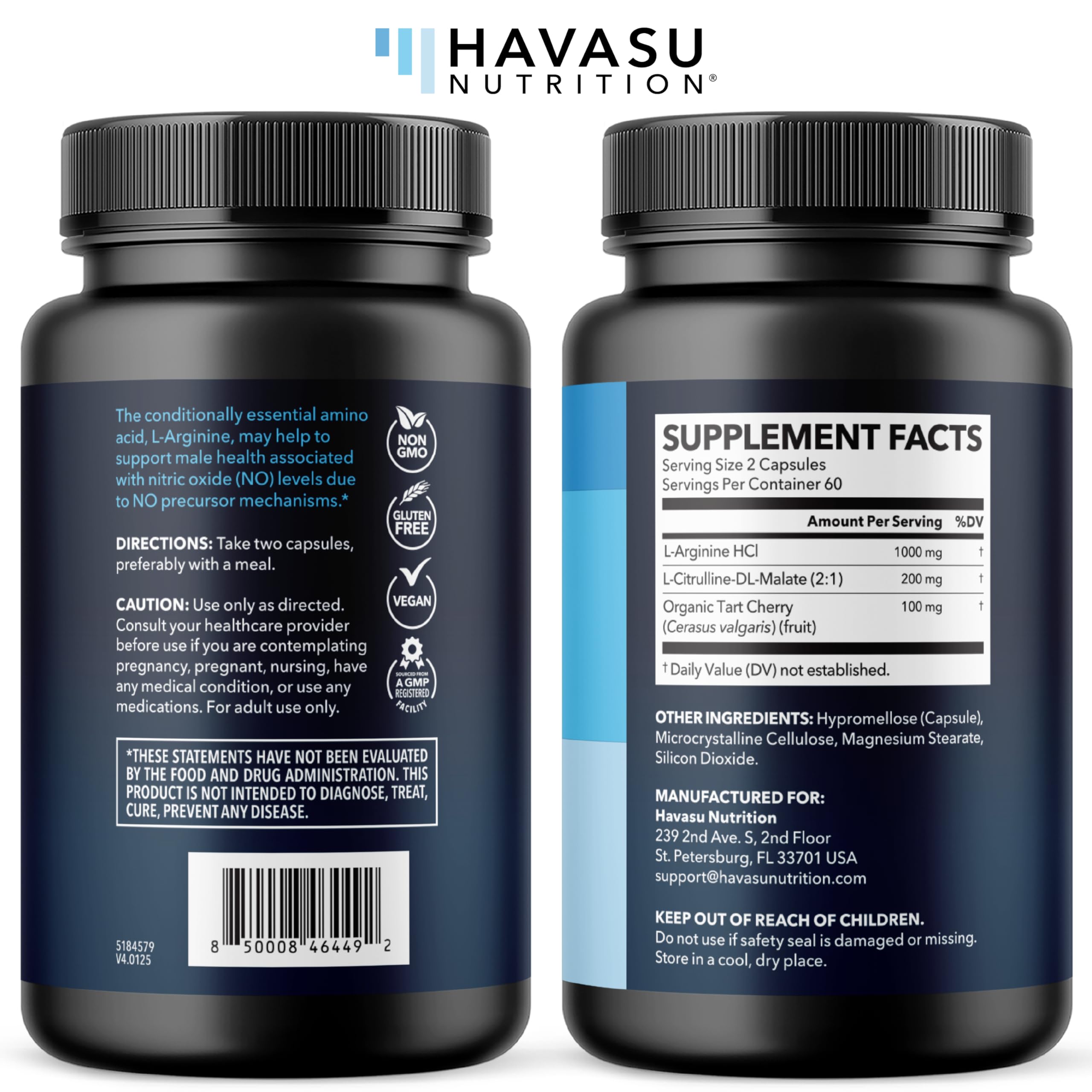 HAVASU NUTRITION envase sobre mesa junto a alimentos saludables sugeridos